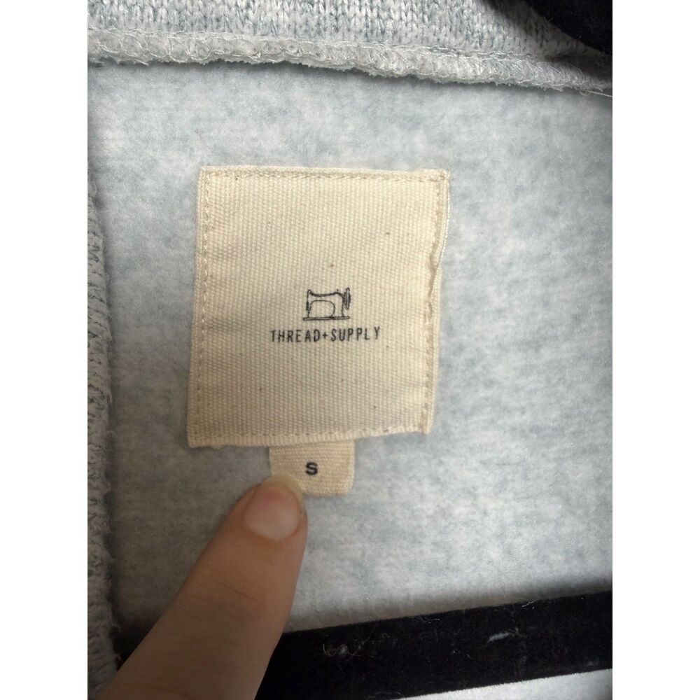Thread & Supply Fleece Moto Zip Hoodie Jacket Gray Thumb Hole Women's Small - Picture 3 of 9